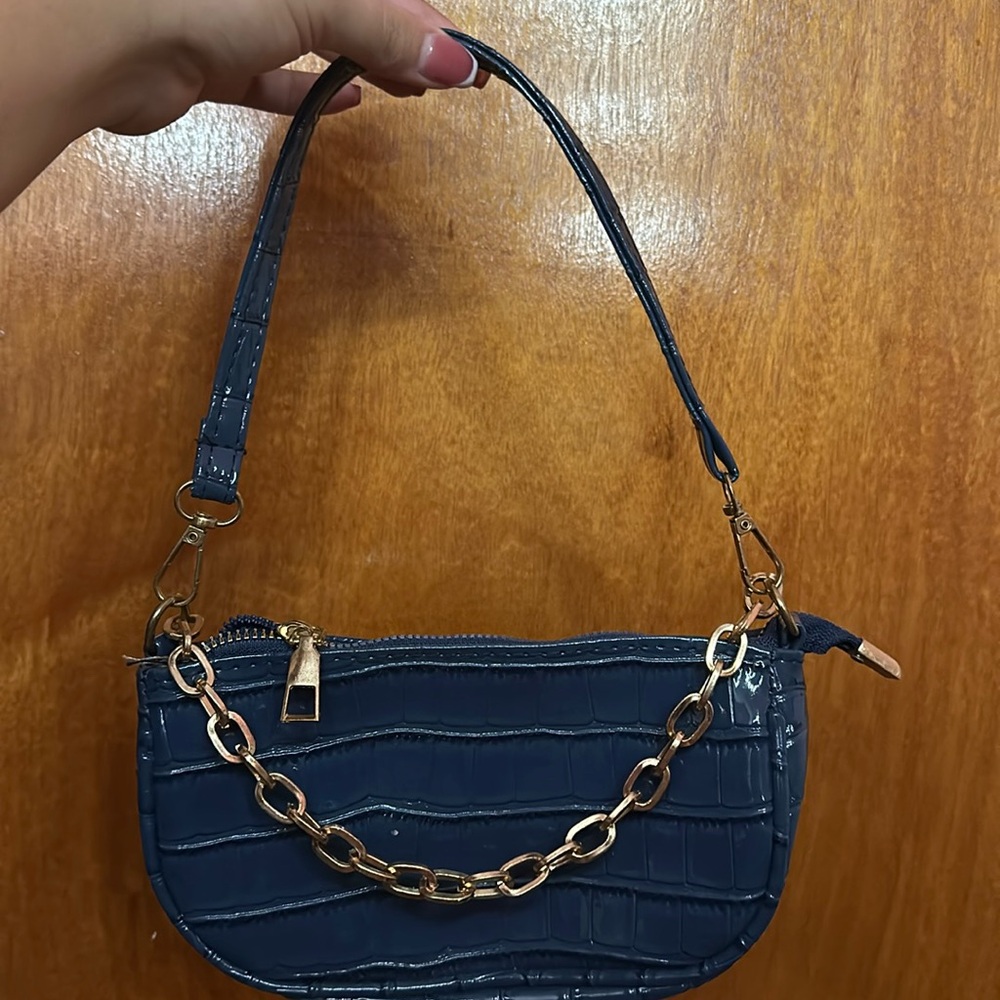 Snake print mini blue bag